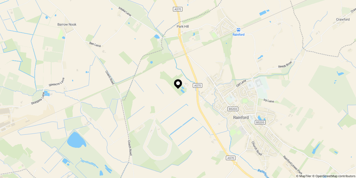 Approximate location of Dairy Farm Road, Rainford, St. Helens, WA11 7JJ