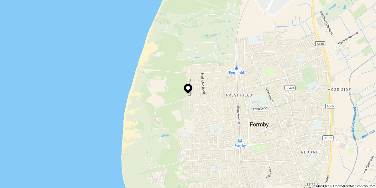 Approximate location of Larkhill Lane, Formby, Merseyside, L37 1LX