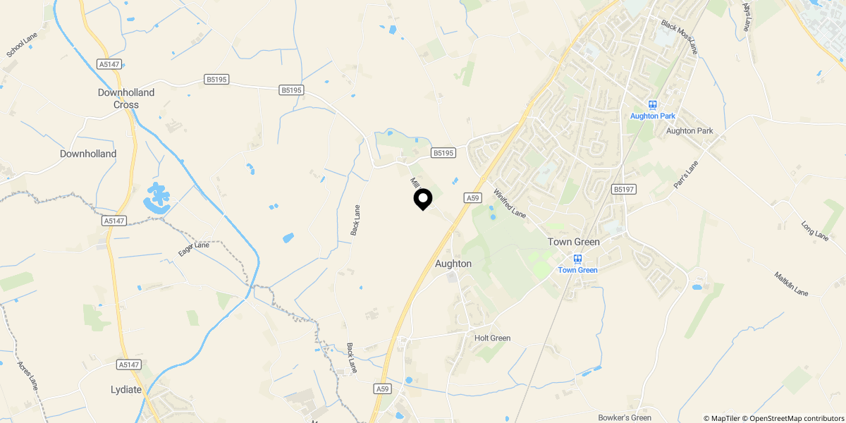 Approximate location of Mill Lane, Aughton, Ormskirk, L39 7HJ