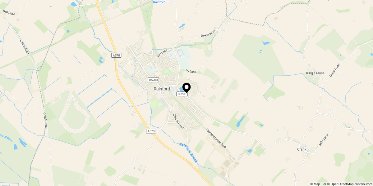 Approximate location of Massam Close, Rainford, St. Helens, Merseyside, WA11 8BP