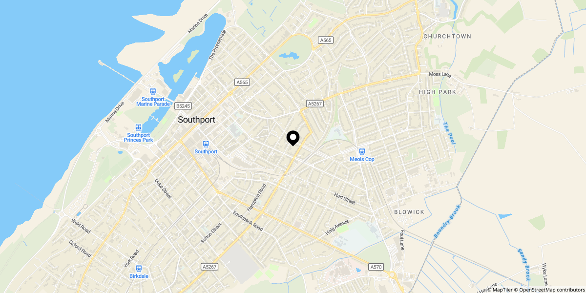 Approximate location of St. Lukes Grove, Southport, PR9 9AF