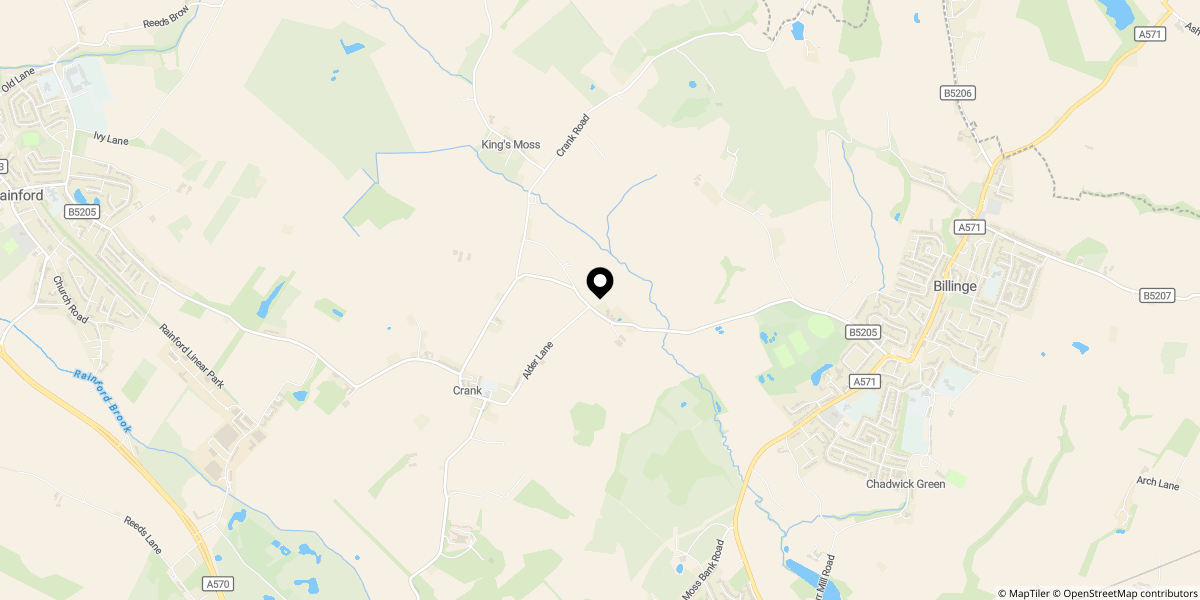 Approximate location of Gores Lane, Crank, St. Helens, WA11 8QX