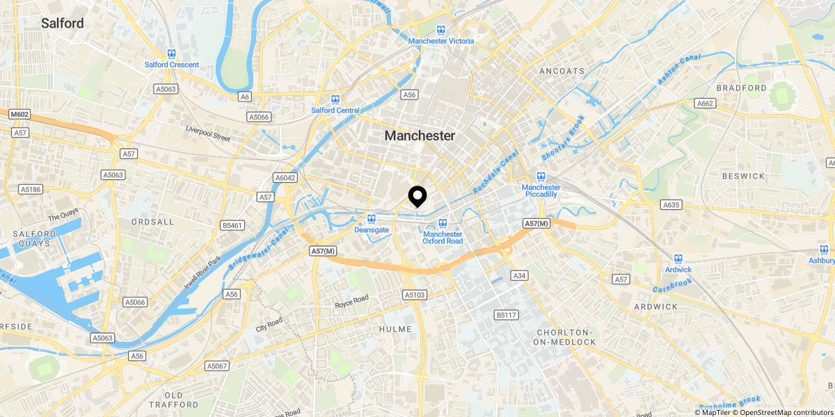 Approximate location of 42 Great Bridgewater Street, Manchester, Greater Manchester, M1 5LE