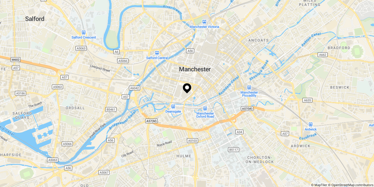 Approximate location of 42 Great Bridgewater Street, Manchester, Greater Manchester, M1 5LE