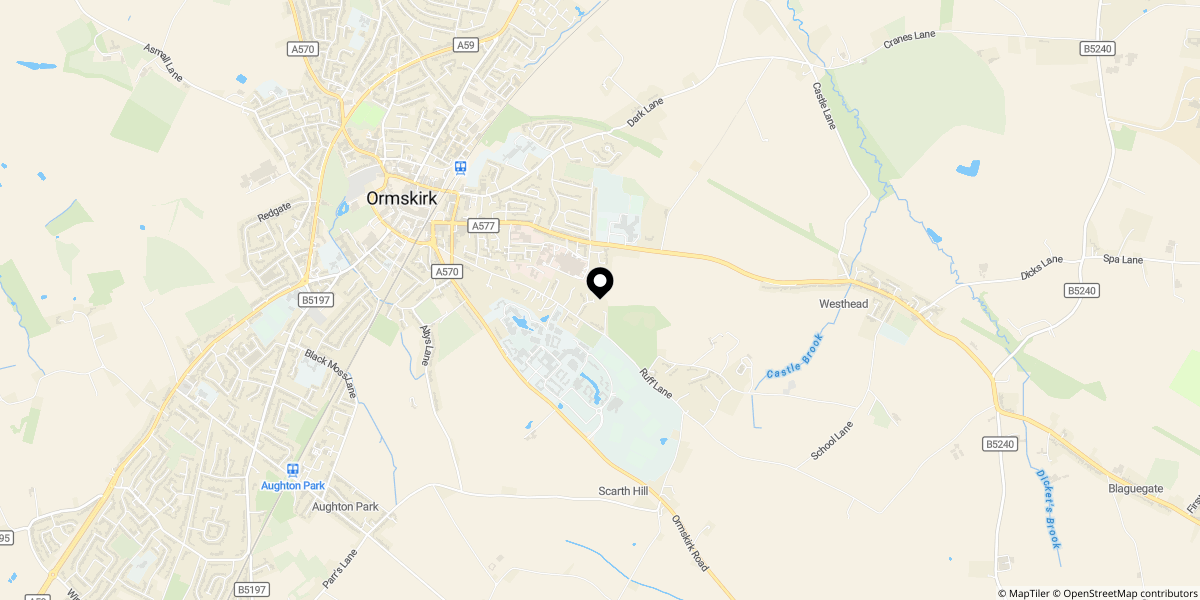 Approximate location of Ruff Lane, Ormskirk, L39 4UL