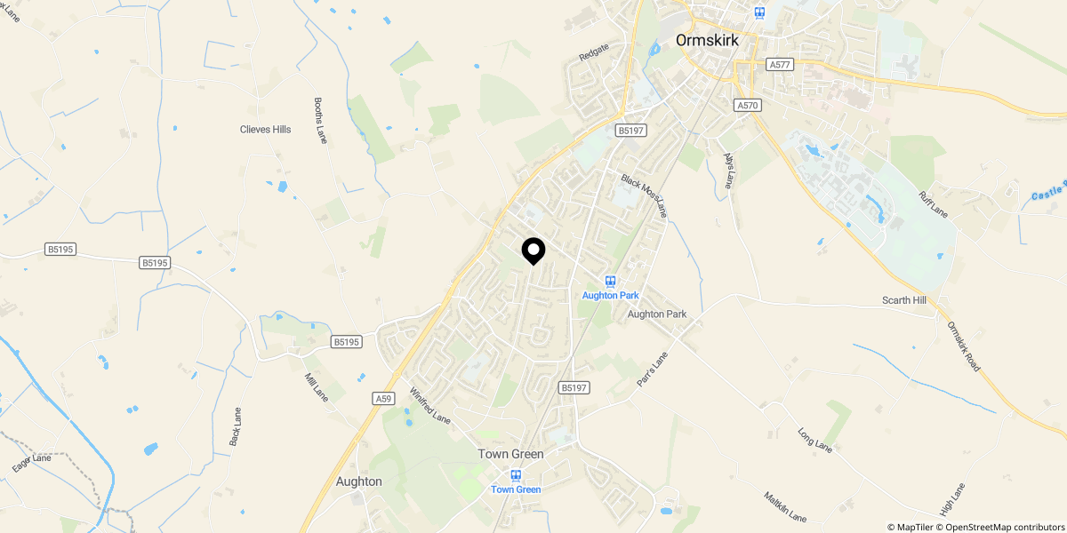Approximate location of Rosehill Drive, Aughton, Ormskirk, L39 5AA