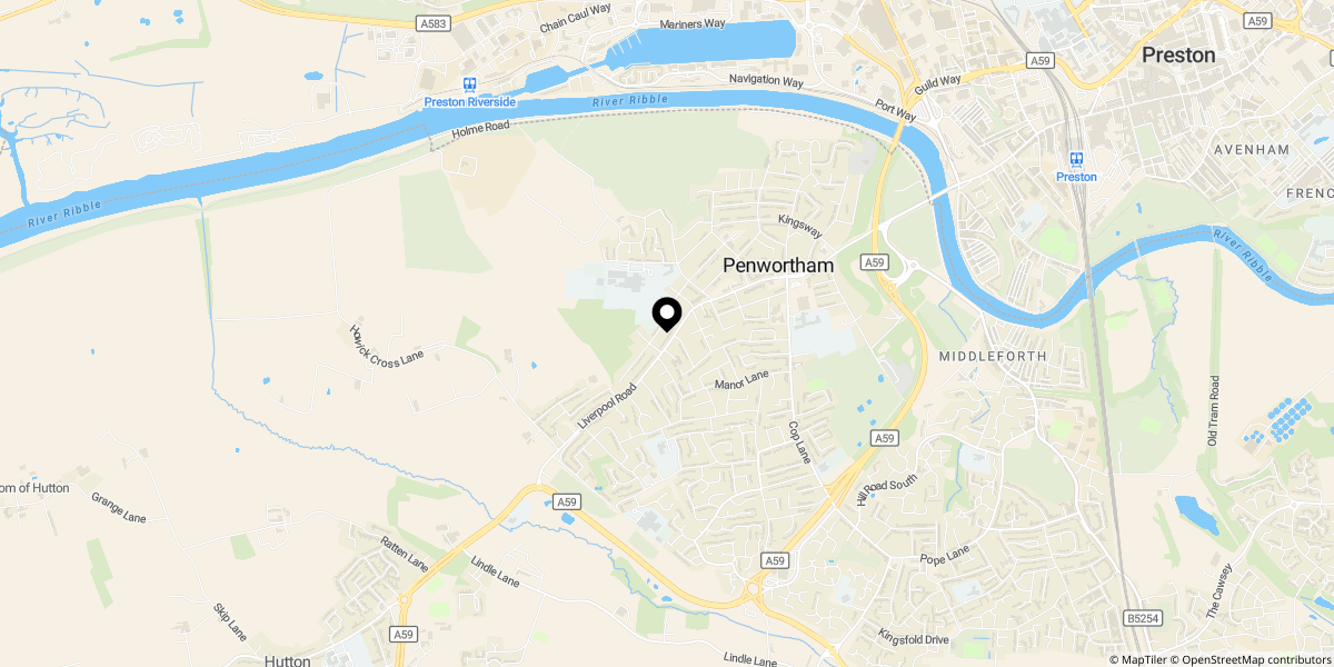 Approximate location of Blashaw Lane, Penwortham, Preston, PR1 0JN